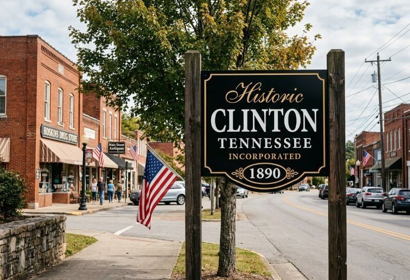 Historic Clinton Tennessee Road Sign Incorporated 1890